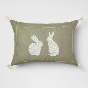 Threshold Studio McGee Lumbar Easter Bunny Applique with Tassels Army Green 2025